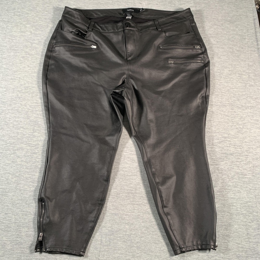 Torrid Pants‎ Womens 26 Black Faux Leather Zip Pocket Stretch Skinny Moto Style